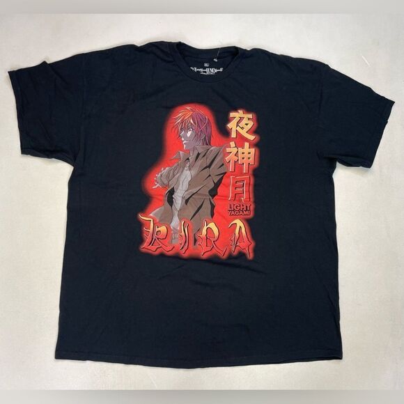 Death Note Light Yagami Graphic T-shirt Men XL Black Anime Short Sleeve - Picture 1 of 5